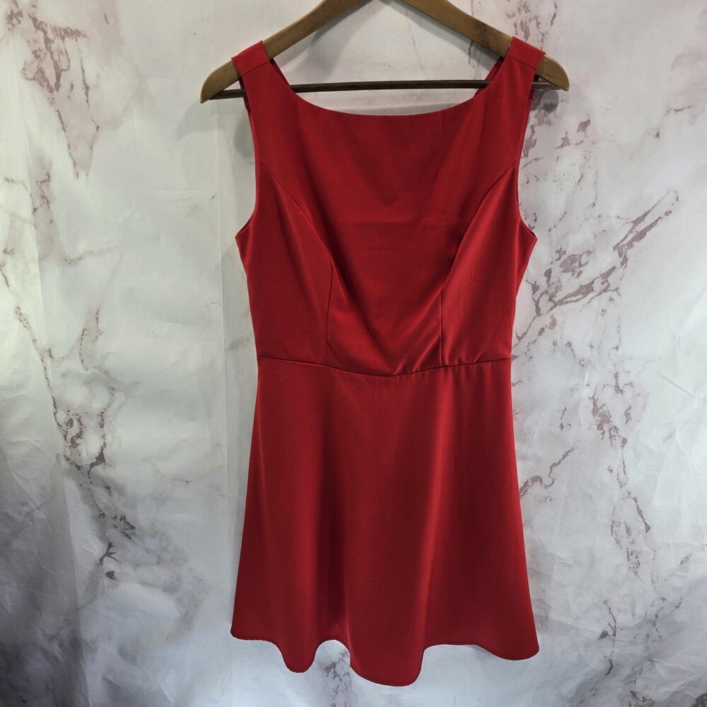 Rihoas Dress Womens Small Red Mini Tank Sheath V Back Boat High Neck
